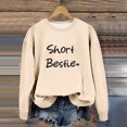 thumbnail image 4 of Gibobby Tops Mujeres Casual Sudadera corta con capucha y manga caída con estampado de inglesas para mujer, suéter de novia con cuello redondo (Beige, M), 4 of 5