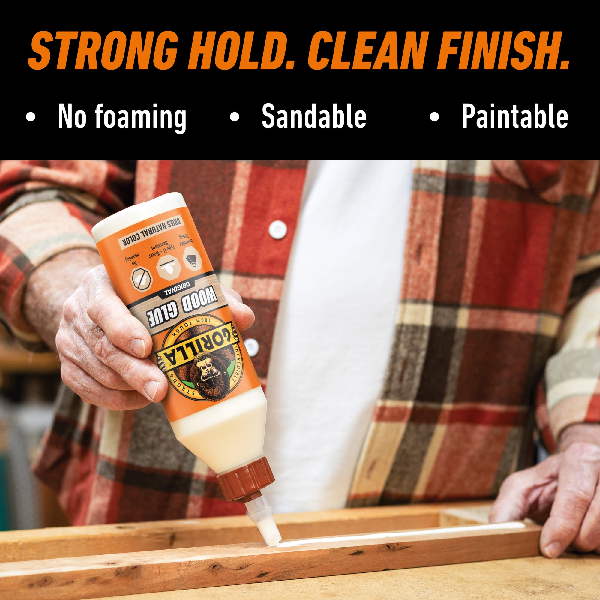 (4 pack) Gorilla Glue 18oz. Wood Glue. Color: White / Cream. Assembled Product Weight Is 1.36 lb