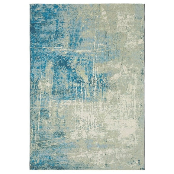Oriental Weavers Naples Indoor/Outdoor Rug - 359XI - 5'3" x 7'6" - in Beige/ Blue - Modern Style, Water, Stain and Fade Resistant, Hose Clean, Patio, Outdoor Living Area Rug