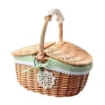 thumbnail image 4 of Wicker Picnic Basket Practical Storage Basket for Parties Outdoor Sandwiches Small, 4 of 9