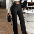 thumbnail image 5 of Mifsaly Office Pants for Women High Waisted Bootcut Slacks Stretch Comfortable Slim Fit Straight Leg Trousers for Business Casual Work Black,XS, 5 of 6