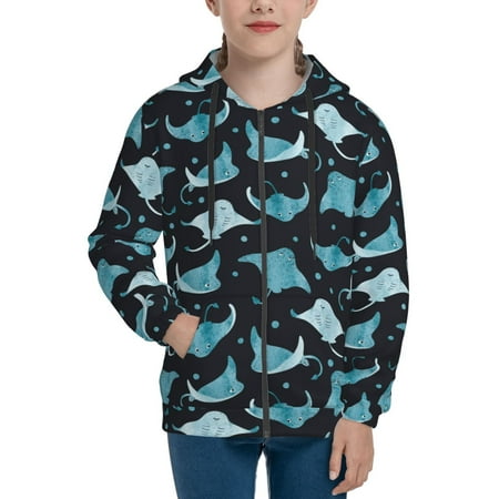 

Hoodies for Teen Girls Boys cute watercolor stingray dots Long Sleeve Youth Kids Essentials Zip Up Hoodie Lghtweight Fashion Hoodies & Sweatshirts Jacket Fall Winter Outfits Tops