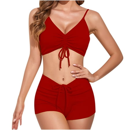 

LWZWM 2023 Bikinis for Women Bandage Beachwear Quick Dry Swimsuit Summer Swimsuits Easter Gifts for Everyone Spring s New Arrivals Teen Girls Trendy Stuff Gifts for Mom Red XL