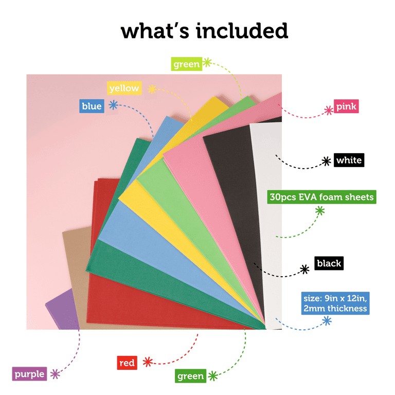 Incraftables Craft Foam Sheets, 30 Pack, 10 Colors photo 2