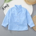 thumbnail image 4 of Kiijoy Little Boys Solid Long Sleeve Shirt Casual Neck Button Down Pocket Shirt, 4 of 5