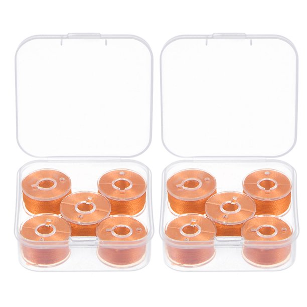 2 Juegos Bobina Hilo Prebobinado con Estuche Plástico para Bordado y Coser Unique Bargains Pálido Naranja
