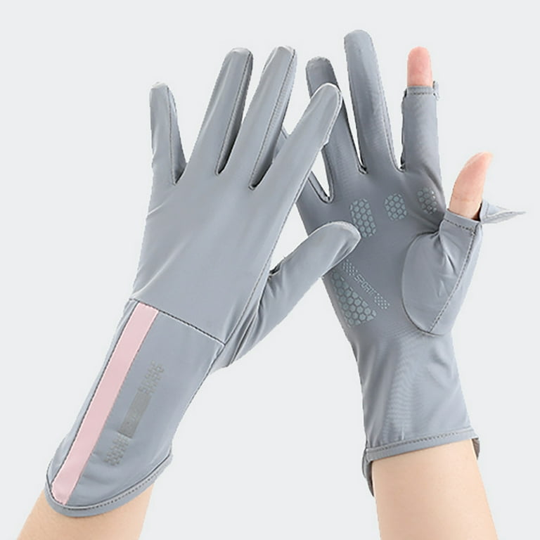 Opolski 1 Pair Anti-slip Silicone Opening Fingertip Extended Wrist  Sunscreen Gloves Sunscreen Ice Silk Unisex Thin Gloves for Fishing