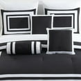 thumbnail image 4 of Chezmoi Collection Caprice 7-Piece Hotel Style Comforter Set King Size, Black/White Square Pattern Color Block Bedding with Decorative Pillows, Luxurious Lightweight All Season Bed Set, 4 of 9