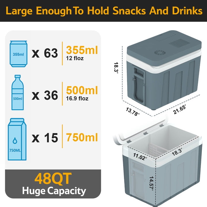 ADVWIN 12V Electric Cooler & Warmer, 45L(48 qt) Portable Thermoelectric Fridge with Wheels & Handle