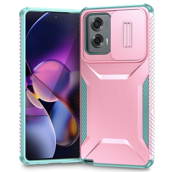 for Motorola Moto G Stylus 5G 2023, Luxury Sliding Camera Cover Soft TPU Hard PC Shockproof Drop Protective Hybrid Stylish Ultra Slim Frosted Anti-slip Grip Case for Moto G Stylus 5G 2023, Rosegold