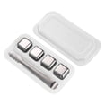 thumbnail image 1 of Cubitos de hielo de acero inoxidable, piedras para whisky con bandeja, piedras para enfriar jugo de vino, para bebidas de whisky, café y otras bebidas 4 Plata con Clip, 1 of 8