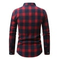thumbnail image 6 of Men Long Sleeved Brushed Plaid Shirt Plus Size Slim Fashion Polyester Shirt, 6 of 6