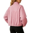 thumbnail image 3 of Norvella Womens Funnel Neck Jacket Gingham Print Hidden Zip Front Long Sleeve Side Pockets Relaxed Fit Casual Bomber Coat, 3 of 9