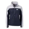 thumbnail image 2 of Women's Cutter & Buck  Navy BYU Cougars Charter Eco Recycled Half-Zip Anorak Jacket, 2 of 3