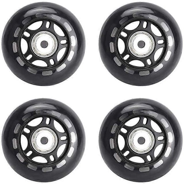 Lot de 4 Roues de Patin en Ligne Roue de Remplacement Intérieur/extérieur avec Roulements 70 mm, Noir