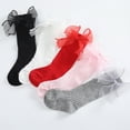 thumbnail image 2 of 5 Pairs Baby Girls Knee High Socks Lace Bow Tube Ruffled Knit Cotton Long Stockings for Infants Toddlers Girls, 0-3Y, 2 of 9