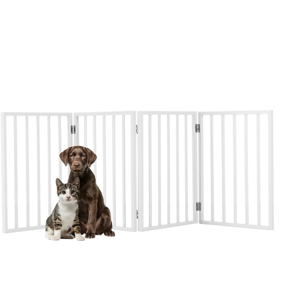 Petmaker Wooden Freestanding Pet Gate, 4 Panel, 24"H
