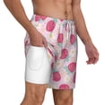 thumbnail image 3 of Picia Floral Strawberr pattern Mens Swim Trunks with Compression Liner Stretch Beach Shorts Quick Dry with Zipper Pockets No-Chafing Board Shorts-3X-Large, 3 of 9