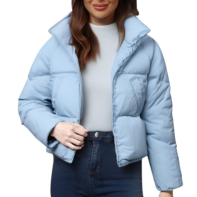 Veste Matelassée pour Femmes, Comdrip une Courte Veste Rembourrée en Coton Colorée Conçue pour les Femmes avec une Sensation de Pain Veste pour Femmes Bleu G