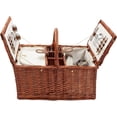 thumbnail image 2 of 4 Person Wicker Picnic Basket Set with Utensils, Glasses, and Insulated Cooler Bag, Camping Essentials Outdoor Tableware for Family Gatherings, 2 of 4