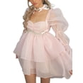 thumbnail image 2 of Txlixc Vestido de tul de princesa con busto fruncido y mini volantes para mujer Txlixc Moda, 2 of 8