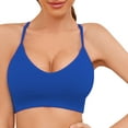 thumbnail image 4 of Womens Sports Bras, Comdrip Women's Knitted Thread Fixed Shoulder Strap Strap Triangular Cup Backless Back Sports Bra Bralettes for Women Blue 2XL, 4 of 5