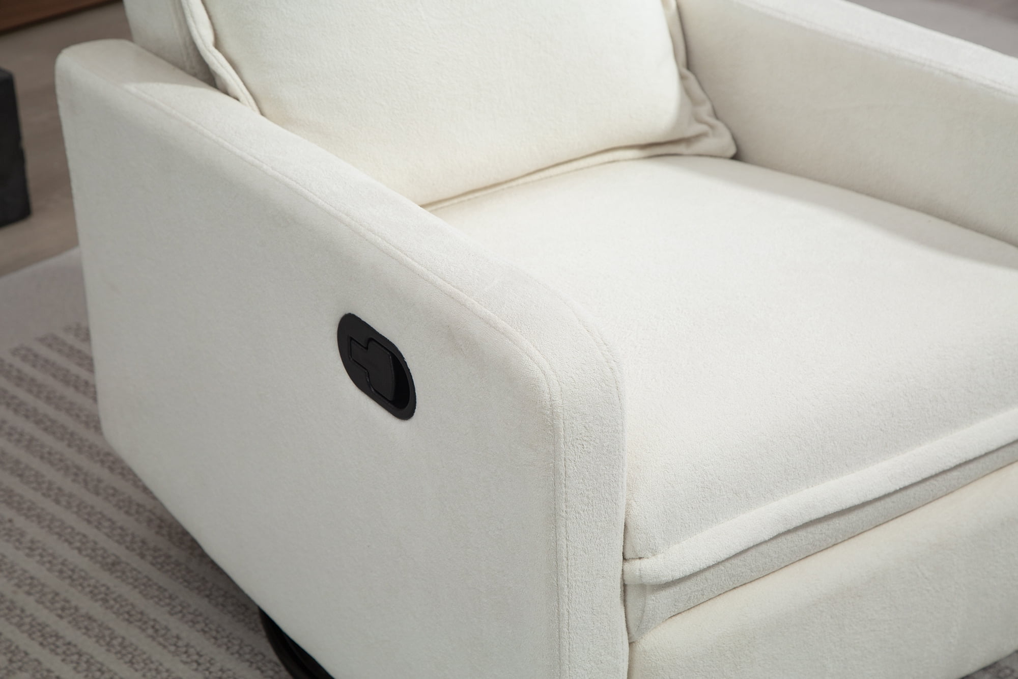 Leumius Swivel Rocking Chair,Manual Upholstered Glider Recliner Rocking Chair for Nursery and Living Room,White