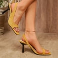 thumbnail image 6 of Viluyesy Womens Dress Sandals, Square Toe Mid Kitten Heels Slingback Spring Summer Party Evening Pumps Yellow US6, 6 of 9