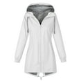 thumbnail image 4 of larppty Long Raincoat for Women Waterproof Drawstring Hooded Jacket Traveling Outdoor Windbreaker Jackets Fall Fashion (White, XL), 4 of 7