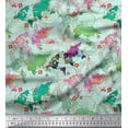 thumbnail image 1 of Soimoi Green Heavy Satin Fabric Stamp & World Map Print Fabric by the Yard 54 Inch Wide, 1 of 3