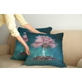 thumbnail image 3 of Ambesonne Tree Throw Pillow Cover 2 Pack, Pink Blossom Art, 18", Lilac Petrol Blue, 3 of 6