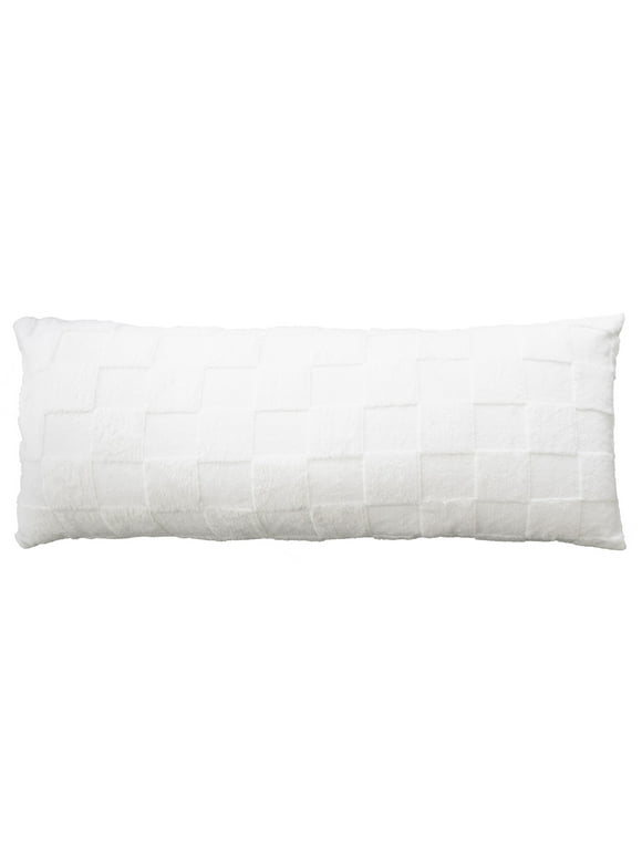 Urban Shop 20" x 48" White Check Plush Body Pillow