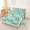thumbnail image 2 of Manfei Cartoon Beagle Bed Sheets, Rustic Daisy Floral Full Size Sheets, Blue Brown, 4pcs, 1 Flat Sheet, 1 Fitted Sheet and 2 Pillowcases, 2 of 6