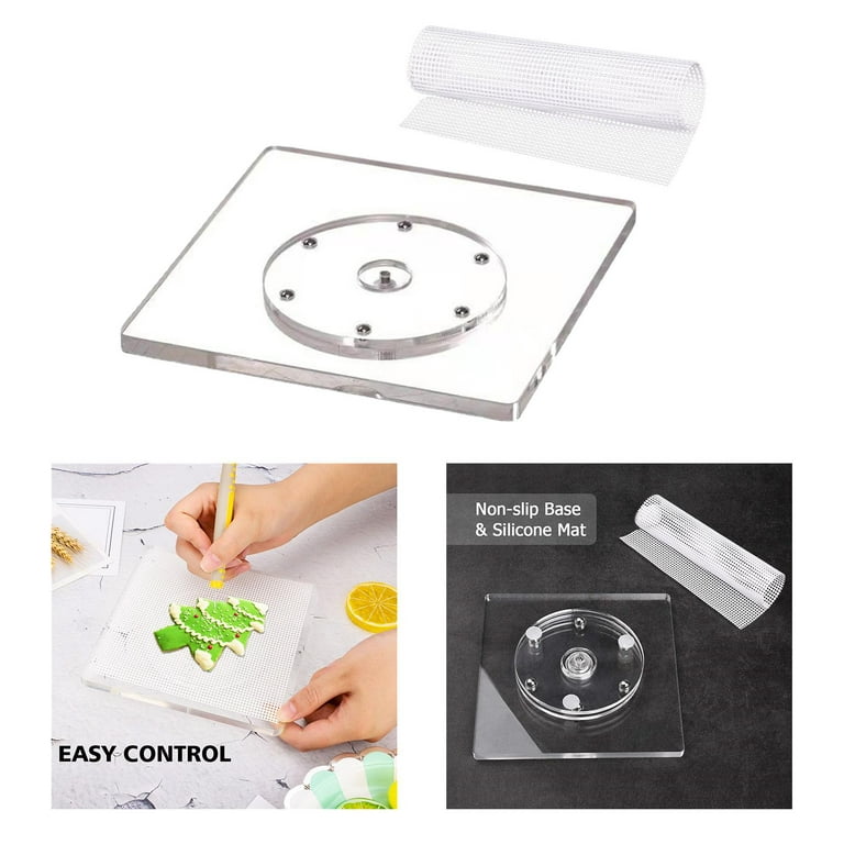 16 Pcs Cookie Decorating Kit Cookie Turntable Decorating Supplies with 2 Acrylic Cookie Turntable 6 Cookie Scribe Needle and 2 Silicone Mesh Mats 6