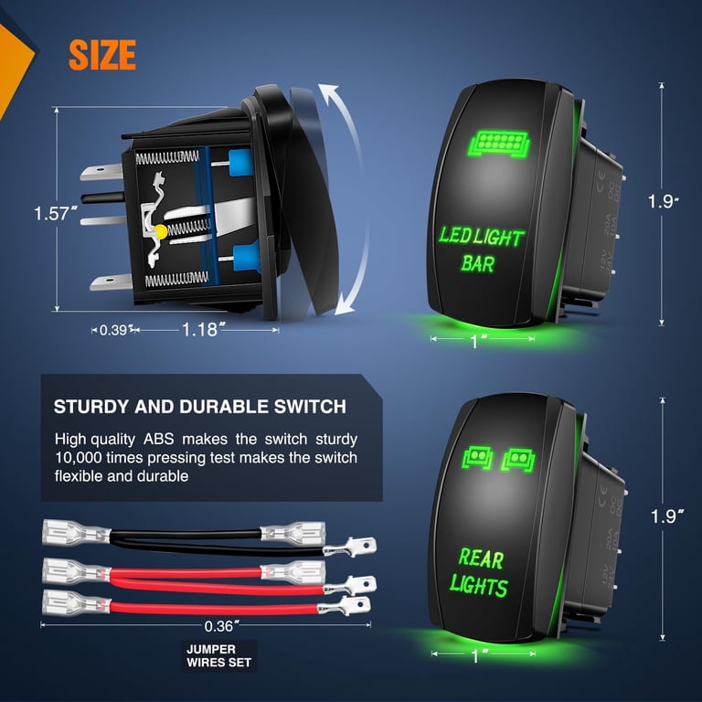 Waterproof Led Rocker Switch Waterproof IP66 Switch BEER STARK 5-PIN Laser Etched LED Rocker Switch ...