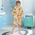 thumbnail image 3 of FORMRS Niños Bathrobe Unisex Hooded Robe Soft Plush Pajamas Sleepwear, Size 7-9T, Watercolor Sunflowers and Leaves, 3 of 7