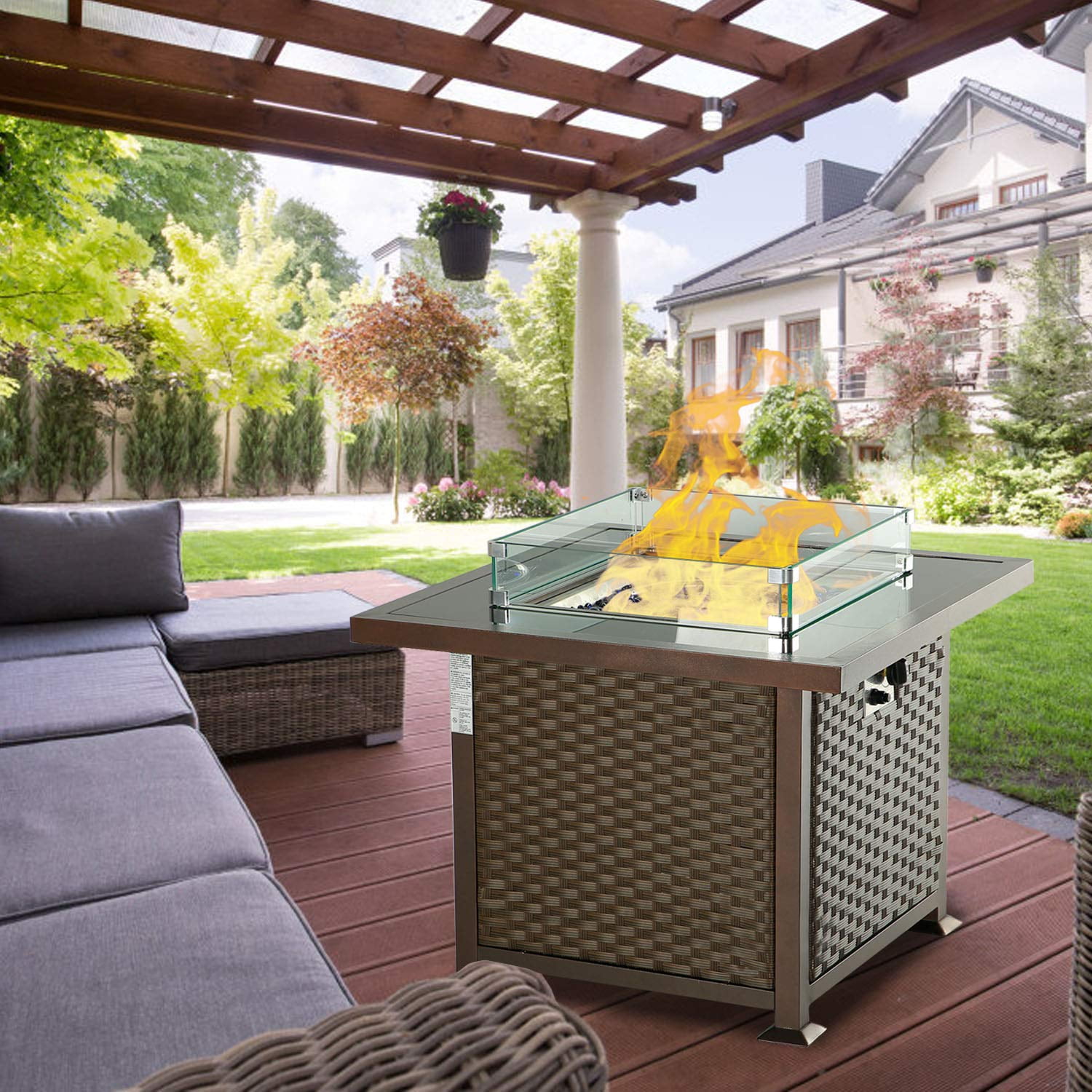 Erommy 32 Inch Outdoor Propane Fire Pit Table 50,000 BTU ...