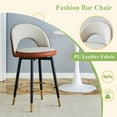 thumbnail image 4 of Bar Stools Set of 2, Modern Faux Leather Barstools with Backrest and Metal Legs, 360° Swivel Counter Stools 25-inch Seat Height for Kitchen Island, Coffee Bar (Gray+Brown, Set of 2), 4 of 7