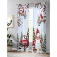 thumbnail image 4 of Winter Christmas Sheer Curtains 108 Inch Long 2 Panels, Snowman Truck Berry Cardinal Bird Blue Light Filtering Rod Pocket Semi Sheer Curtains, Sheer Voile Drapes for Living Room Bedroom, 52"x108", 4 of 5