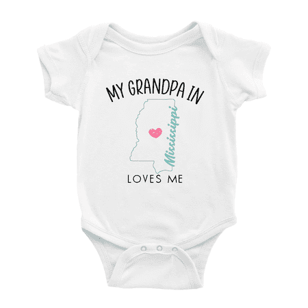 

My Grandpa In Mississippi Loves Me Baby Clothing For Boy Girl Bodysuits 3-6 Months