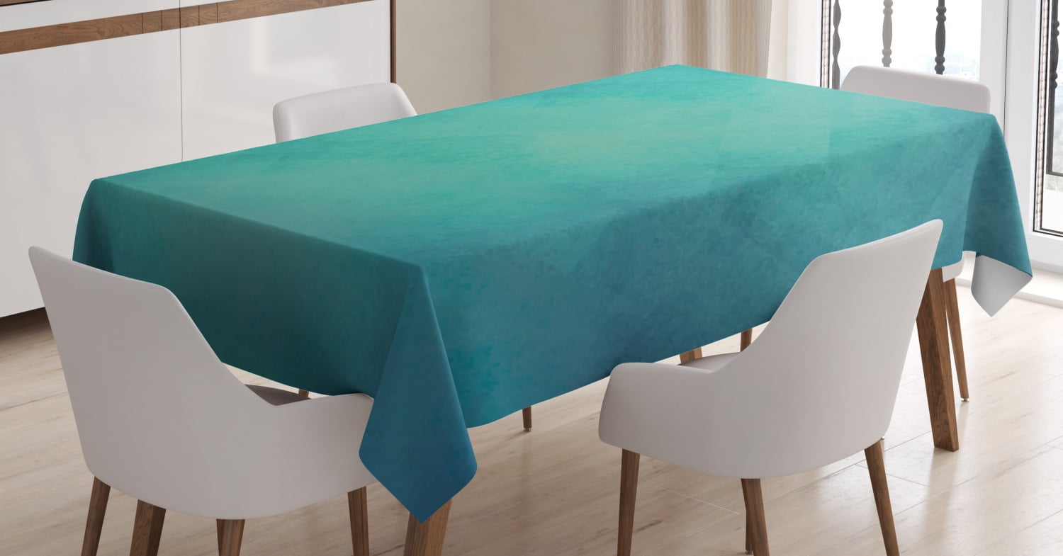 Teal Tablecloth, Retro Inspired Grunge Style Abstract Pattern Vintage
