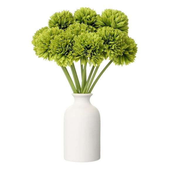 Uxcell 10pcs Artificial Chrysanthemum Ball Flowers Faux Chrysanthemum Flowers Bouquet Silk Fake Mum Flower for Home Garden Wedding Party Decoration, Dark Green