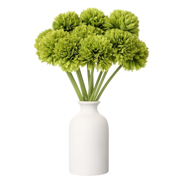 Uxcell 10 piezas de flores de bola de crisantemo artificial, ramo de flores de crisantemo falso de seda para decoración de hogar, jardín, boda y fiesta, verde oscuro