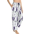 thumbnail image 2 of Uemuo Lavender Flowers Pattern Women's Wide Leg Palazzo Lounge Pants with Pockets Light Weight Loose Comfy Casual Pajama Pants-Small, 2 of 9
