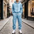 thumbnail image 6 of SELONE Mens 2 Piece Sets Joggers Big and Tall Full Zipper Hoodies Solid Cargo Pant with Pockets Fall Fashion Tracksuit, 6 of 9