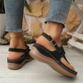 thumbnail image 4 of Rokment Orthopedic Wedges Flip Flops Sandals for Women 2026 Beach Summer Comfortable Leather Arch Support Platform Mid Heels Walking Dress Thongs with Adjustable Back Strap Black Size 6.5, 4 of 6