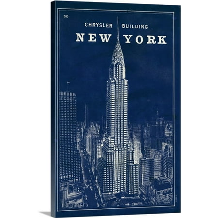 Great BIG Canvas Sue Schlabach Premium Thick-Wrap Canvas entitled Blueprint Map New York Chrysler (New York Best Buildings)