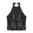 thumbnail image 5 of TSSOE Kids Girls Sequin Sleeveless Jazz Ballet Dance Crop Top Gymnastics Performance Shirts Dancewear Black 16, 5 of 7