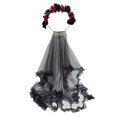thumbnail image 2 of de Halloween, diadema de flores con velo, accesorio de vestido elegante, corona de flores de encaje, velo del Día de para perfecl velo de novia de halloween, 2 of 7