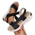 thumbnail image 4 of Hopeusnice Sandals for Women Thick-Soled Heel Breathable Non-Slip Open Toe Trendy PU Materials Summer Shoes Soft Women's Sandals Slip-Resistant Walking Shoes Black 36, 4 of 4